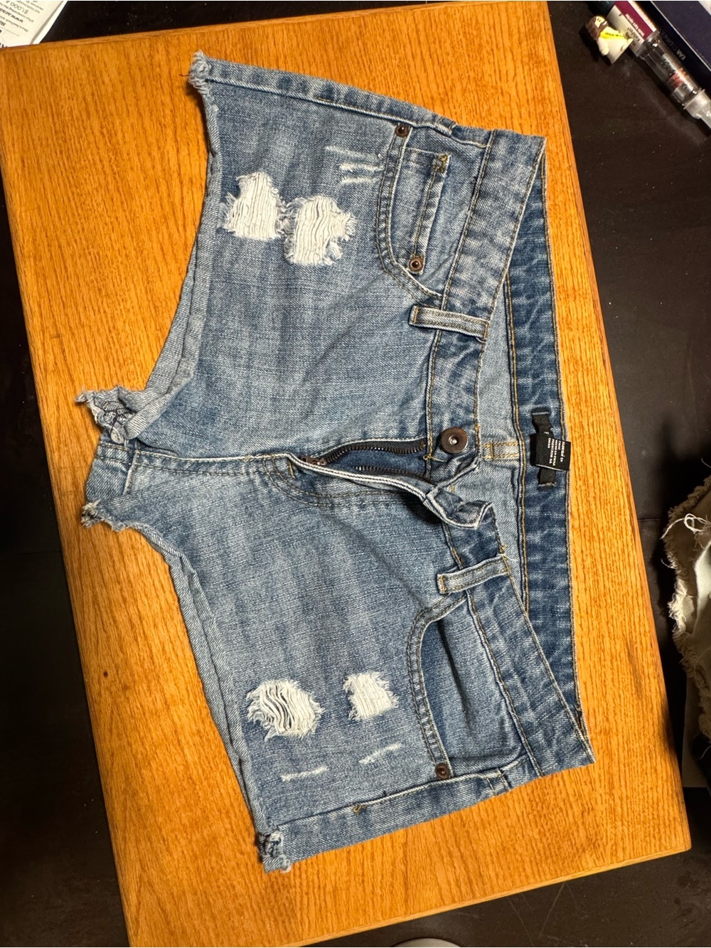 Forever 21 Light Blue Distressed Denim Jean Shorts